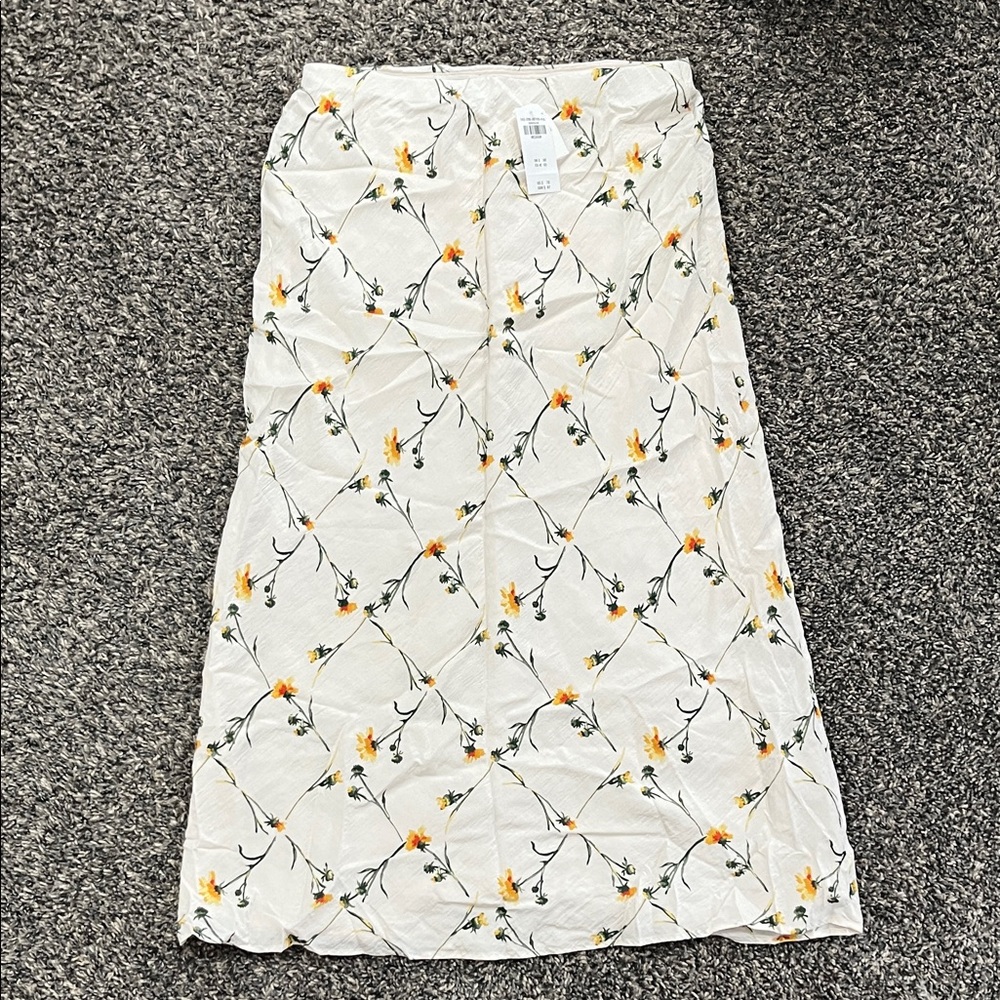 Abercrombie & Fitch Cream Maxi Skirt with Yellow Floral Motif